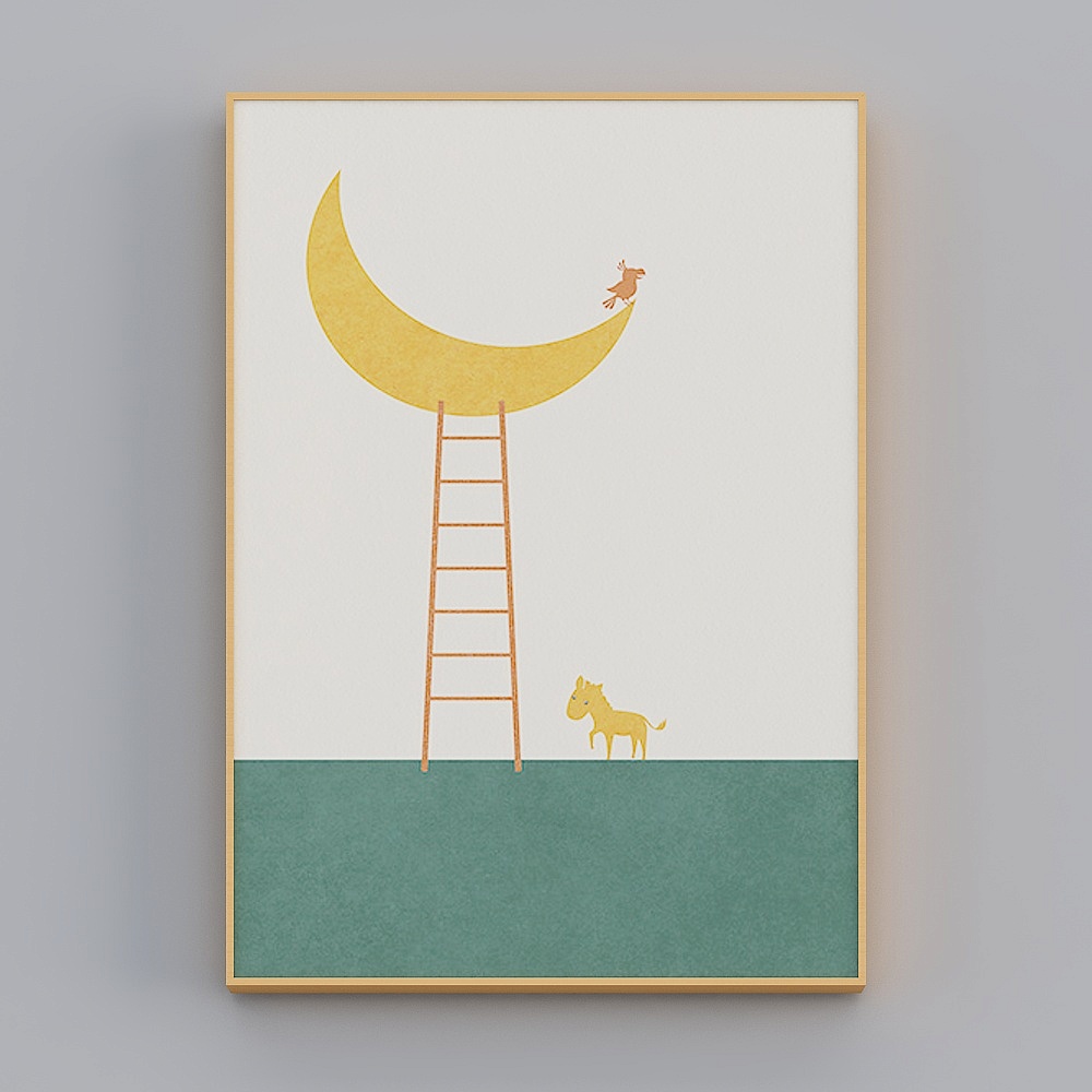 Happy Workshop - Modern Wind - Creative Animal Guest Restaurant Decorative Painting - Sun Moon Qingfeng