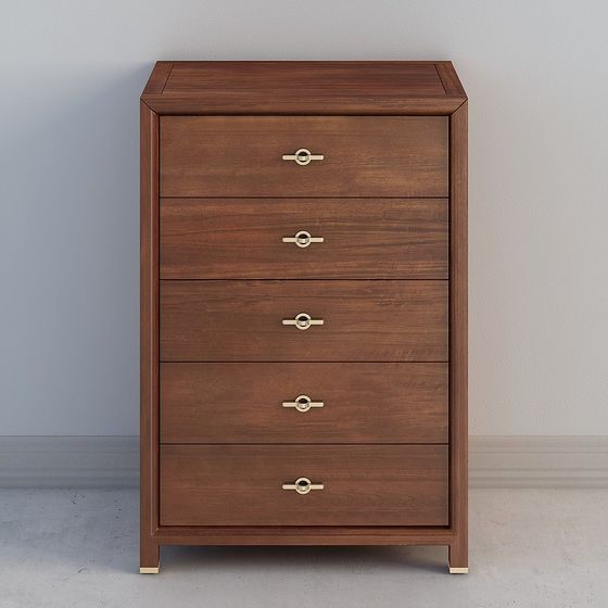 Elegant Five-Drawer Cabinet 3D model