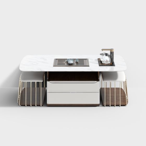Black and Gray Kung Fu Coffee Table 3D Model