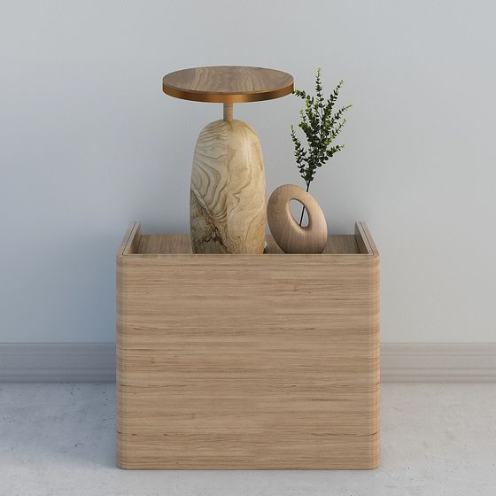 Stylish Low-Poly Wooden Side Table 3D model