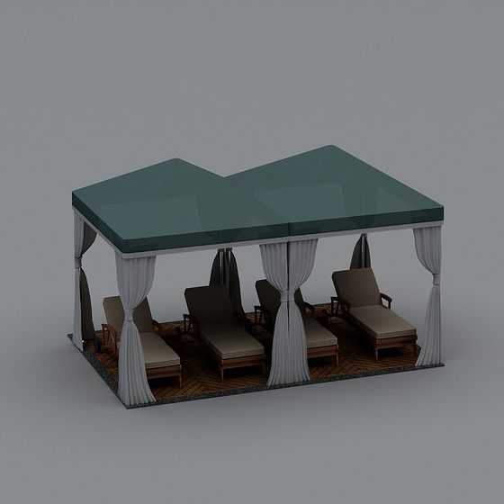 Elegant Low-Polygon Pavilion 3D model