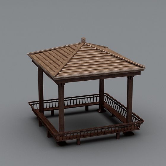 Stylish Wooden Pavilion 3D model for Design Projects