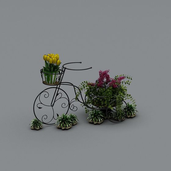 Artistic Low-Poly Bicycle Plant Stand 3D model