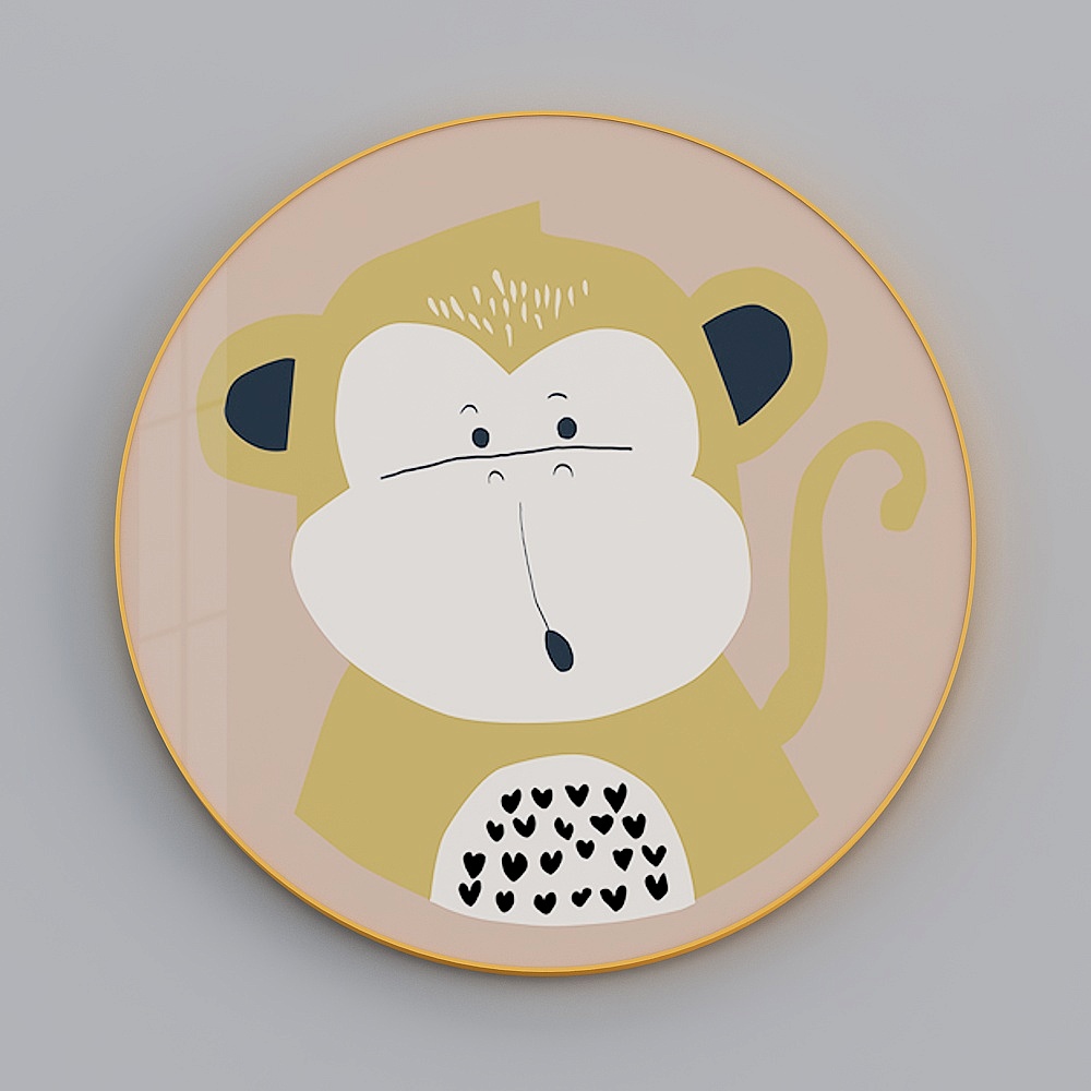 Zhuo Yi - Modern Wind - Cute Cartoon Animal Bedroom Decorative Painting - Cute Round Painting