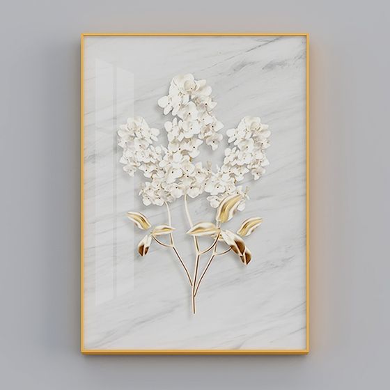 Elegant Marble Flower Frame 3D model for Contemporary Interiors
