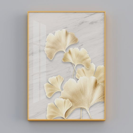 Golden Ginkgo Leaf Frame 3D model
