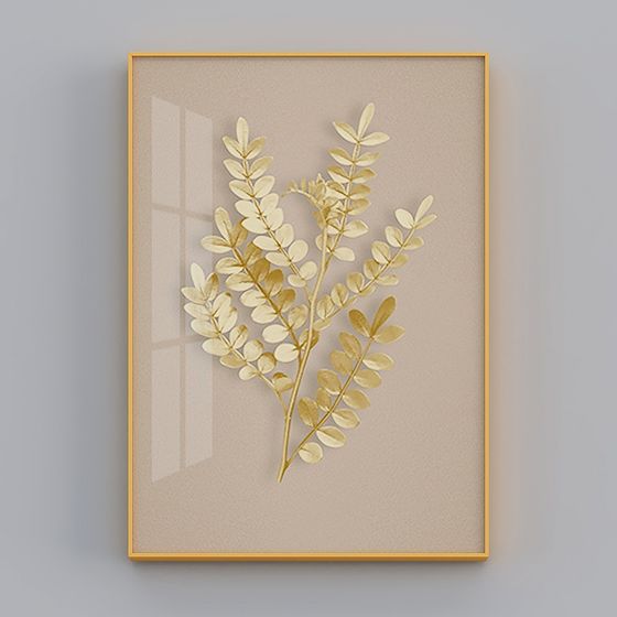 Elegant Golden Leaves 3D Model for Creative Designs