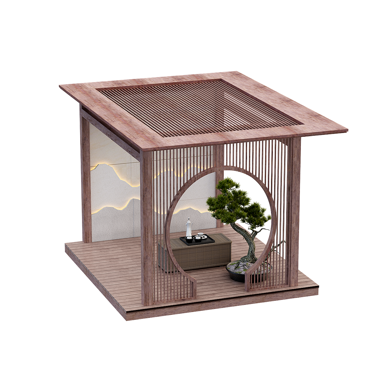 Asian Landscaping 3D Model – Brown Natural Materials