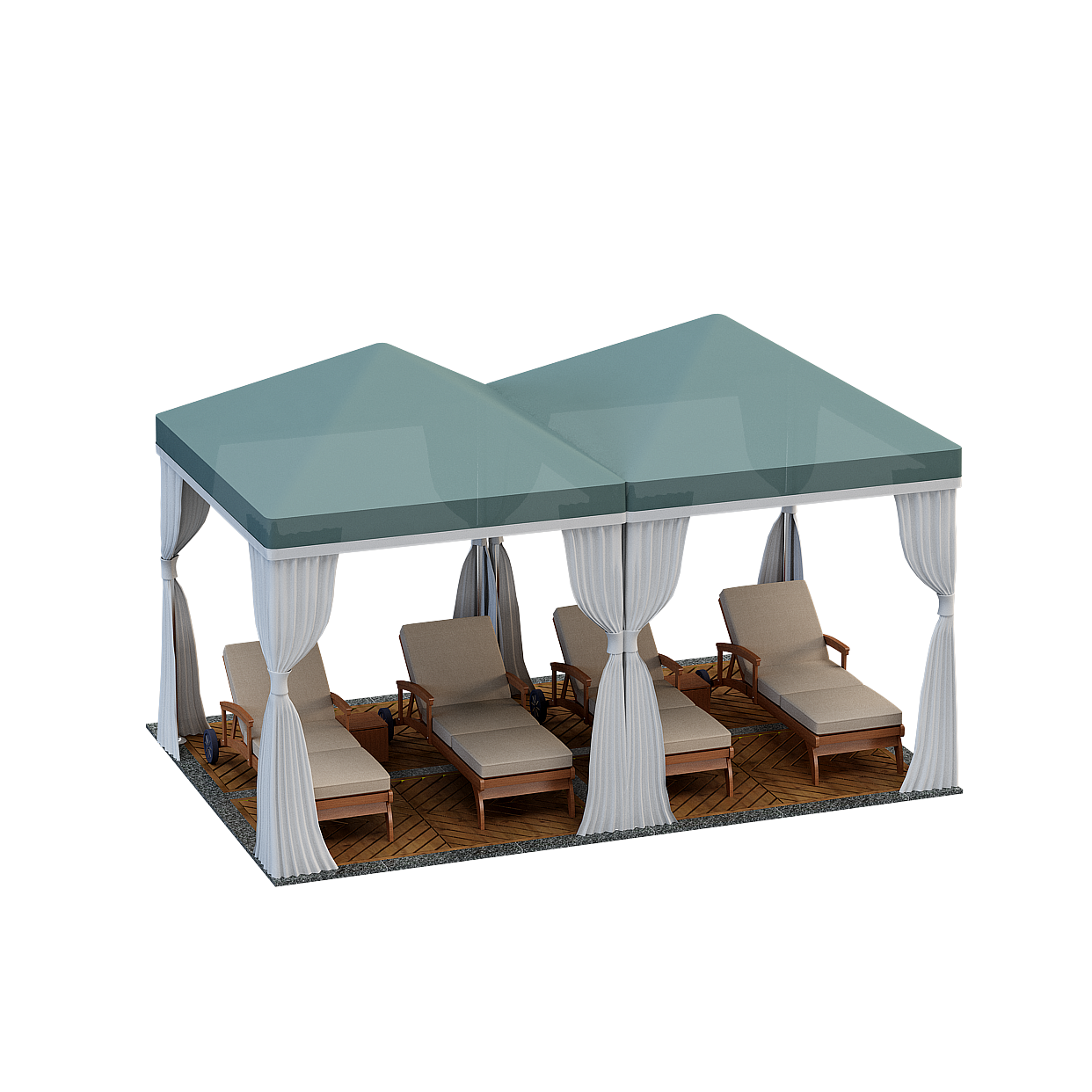Elegant Low-Polygon Pavilion 3D Model – Green Roof Design