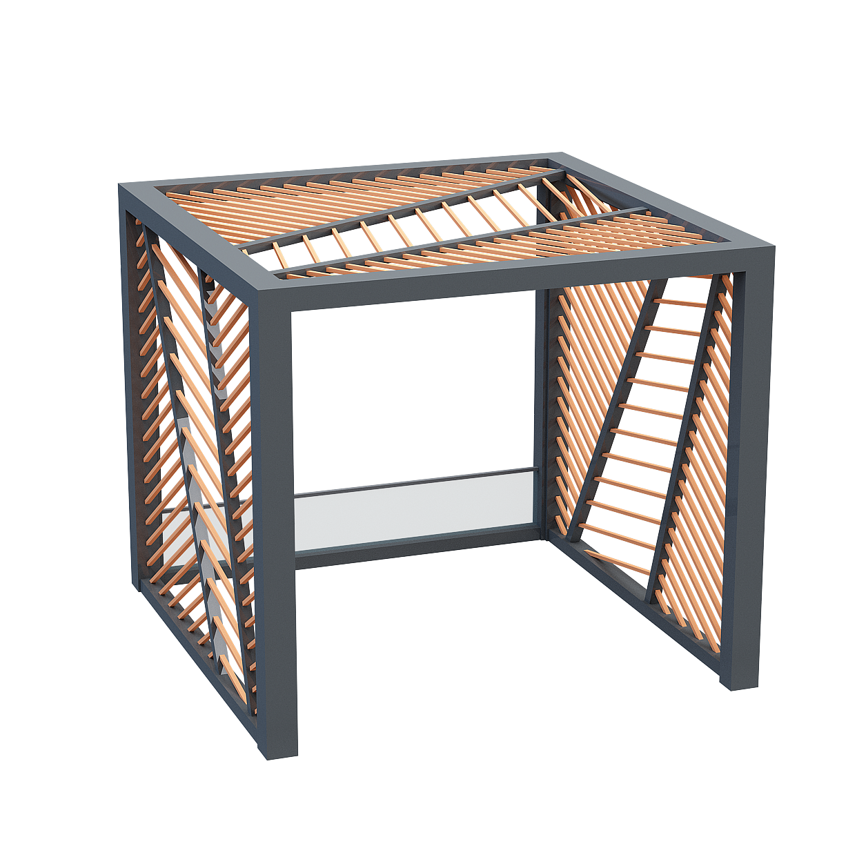 City Window Low-Poly 3D Model – Urban Wood & Metal Frame