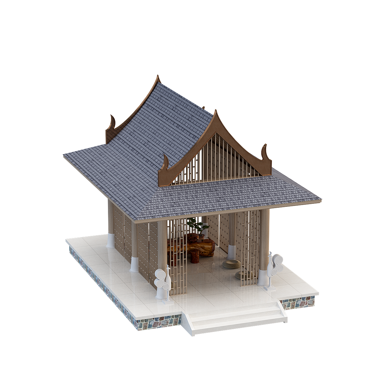 Modern House 3D Model – Brown Contemporary Design