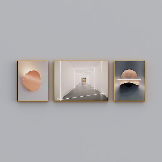 Minimalist Art Triptych 3D model