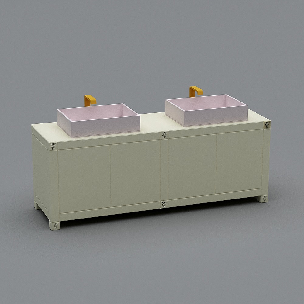 Stylish Double Sink Bathroom Vanity 3D model