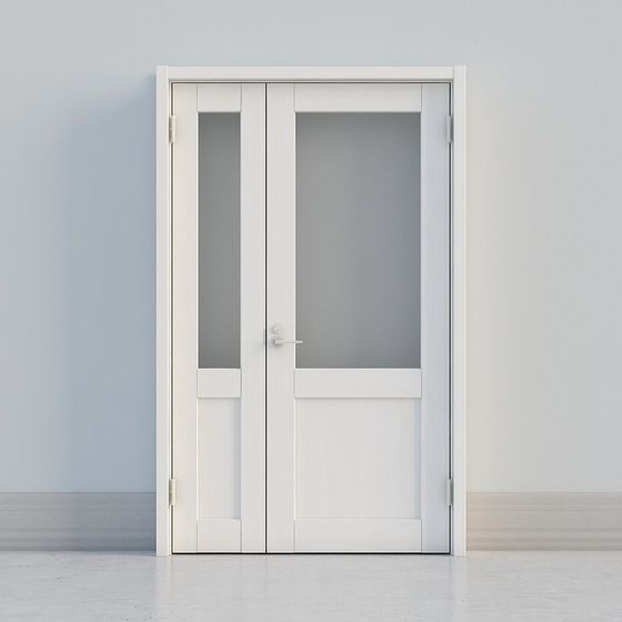Glass Double Door 3D model for Modern Spaces