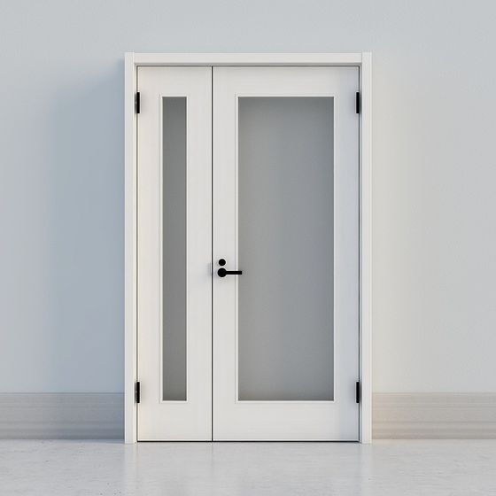Minimalist Glass Double Door 3D model