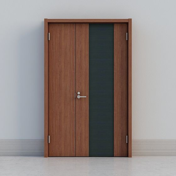 Stylish Wooden Double Door 3D model