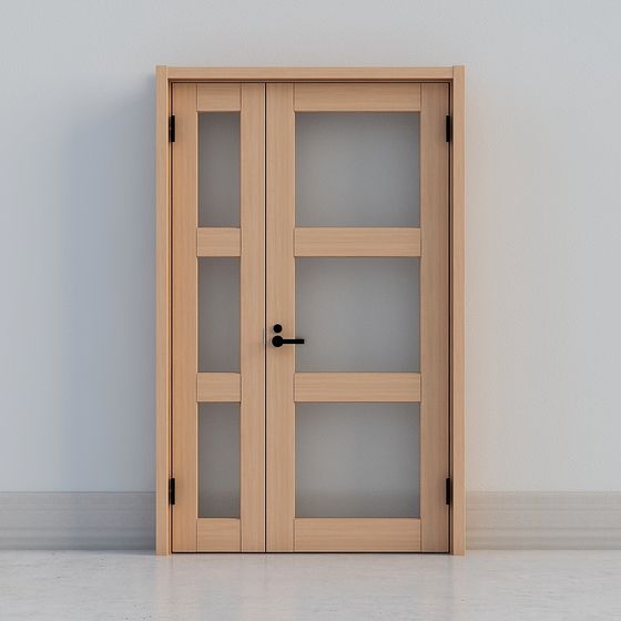 Elegant Glass Wooden Door 3D model for Modern Spaces