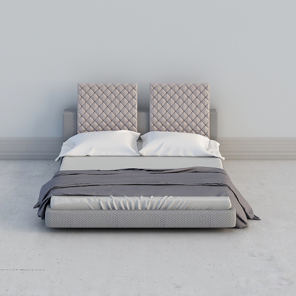 Elegant Low-Poly Bed 3D model for Modern Interiors