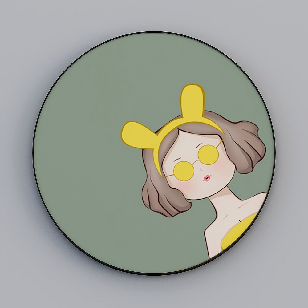 Roshan - Modern Style - Guest Restaurant Bedroom Round Decorative Painting - Exquisite Girl