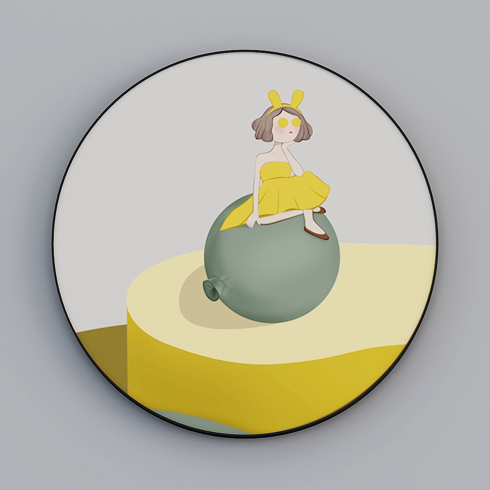 Roshan - Modern Style - Guest Restaurant Bedroom Round Decorative Painting - Exquisite Girl