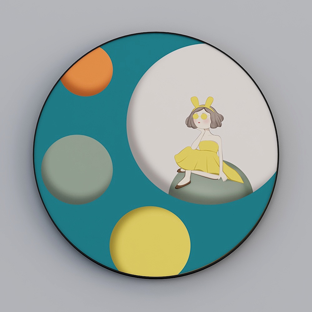 Roshan - Modern Style - Guest Restaurant Bedroom Round Decorative Painting - Exquisite Girl