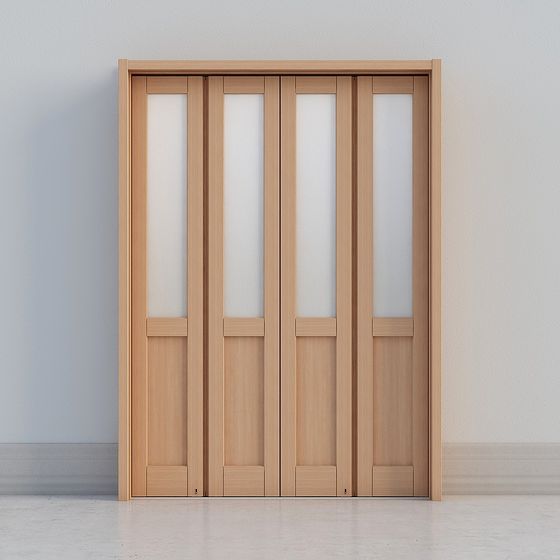 Glass Wood Door 3D model for Modern Interiors