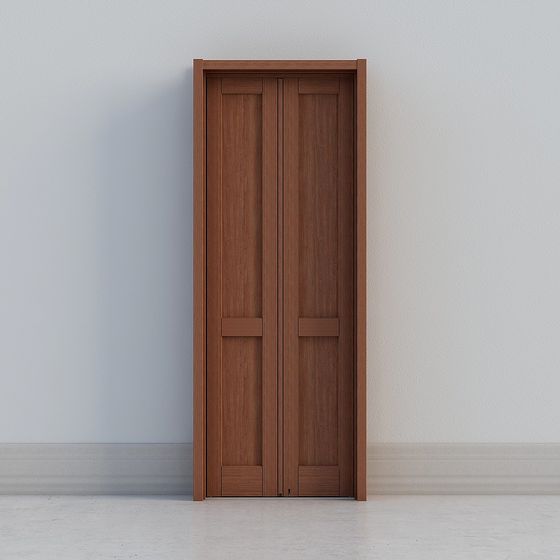 Elegant Low-Polygon Wooden Door 3D model
