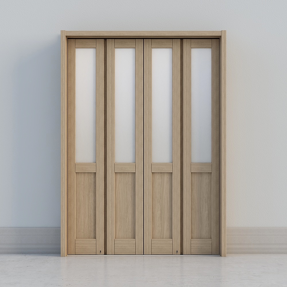 modern beige windowed folding door