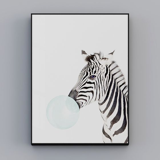 Realistic Low-Poly Zebra 3D Model with Bubble Gum