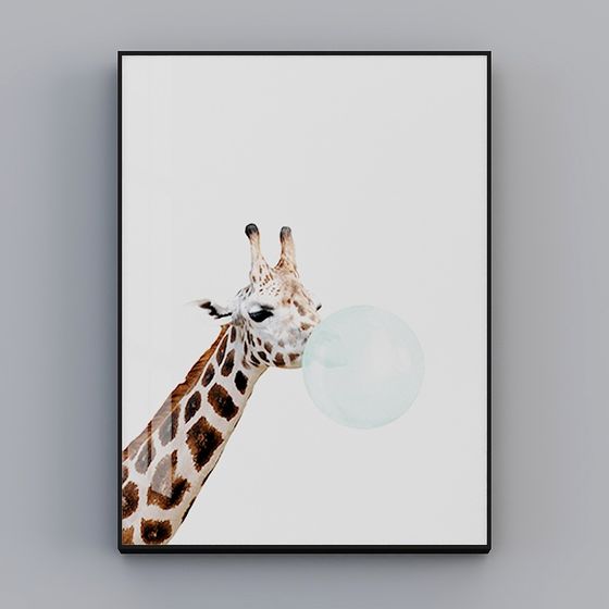 Charming Giraffe Blowing Bubbles 3D model