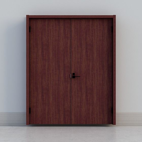 Elegant Wooden Double Door 3D model