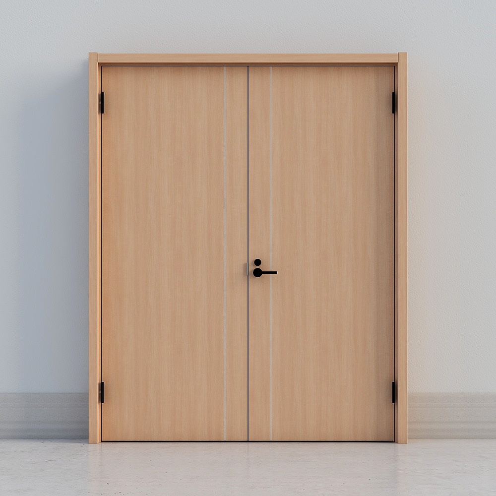 modern light wooden double door