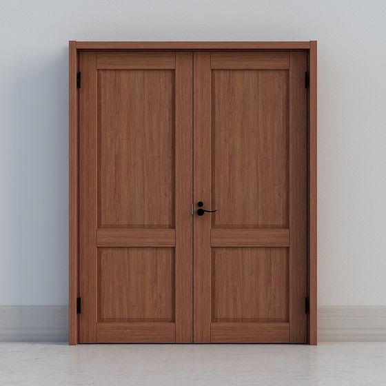 Stylish Double Door Wooden 3D model for Interior Design