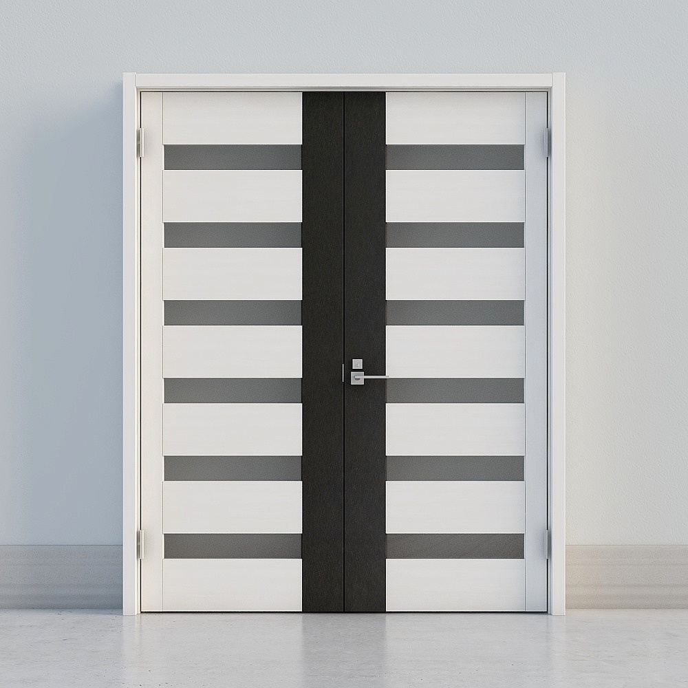 modern white brown double door