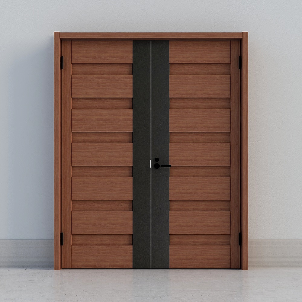 modern brown double door