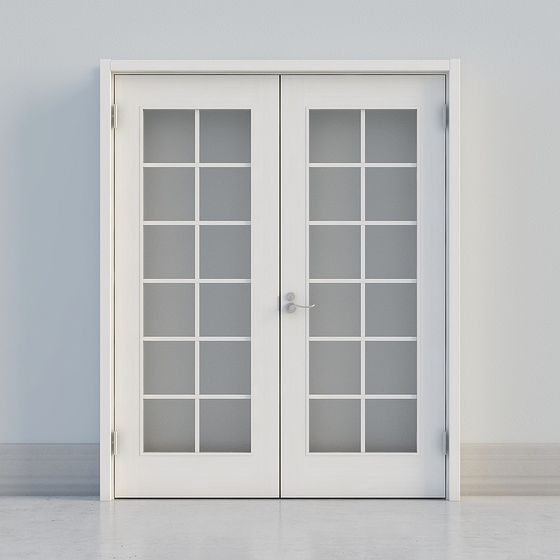 Stylish Double Glass Door 3D model for Modern Spaces