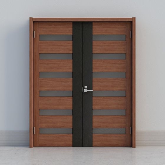 Puerta doble marrón y negra moderna