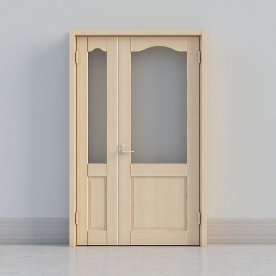 Elegant Double Wood Door 3D model