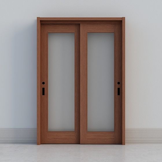 Double Leaf Glass Wooden Door 3D model for Modern Interiors