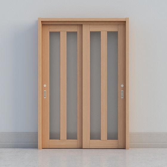 Elegant Glass and Wood Door 3D model