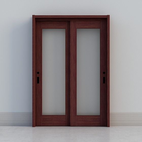 Elegant Low-Poly Glass Double Door 3D model