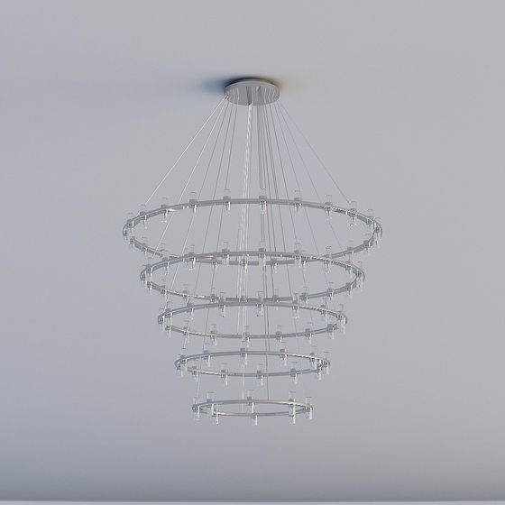 Elegant Low-Polygon Crystal Chandelier 3D model