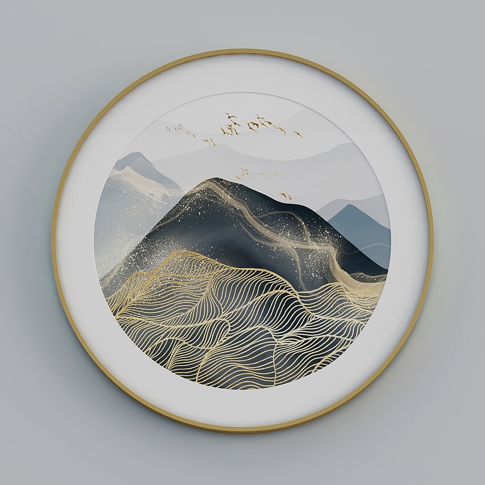 Jane - Modern Wind - Hyunguan Decorative Painting - LJ-019 Circle - Golden Wisseld Mountain