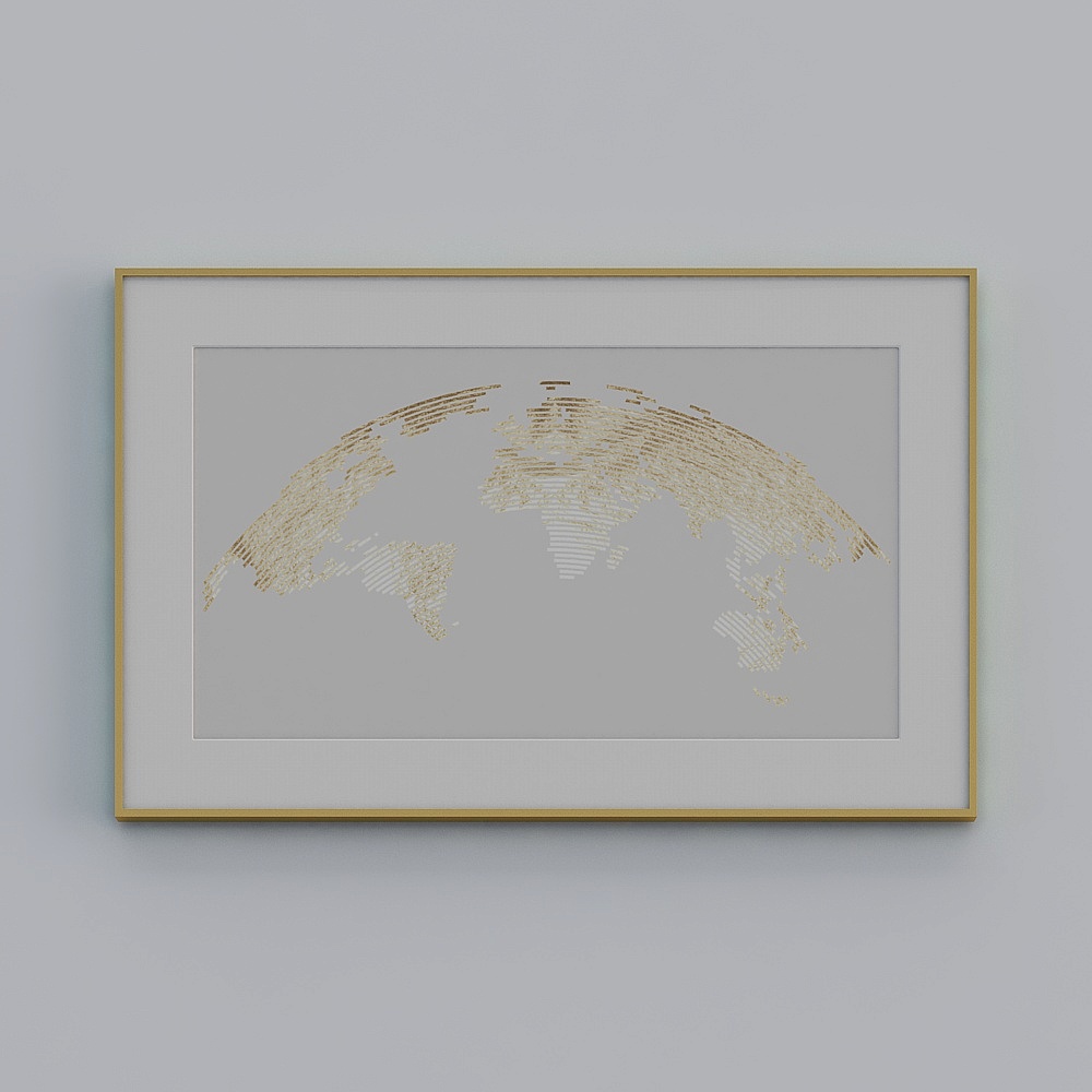 Jane -Modern Wind - Restaurant Decoration Painting - LJ-001 Gold Leaf Map
