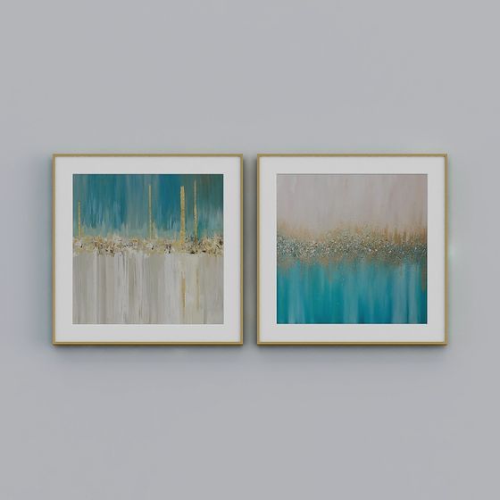 Abstract Diptych 3D model for Artistic Design