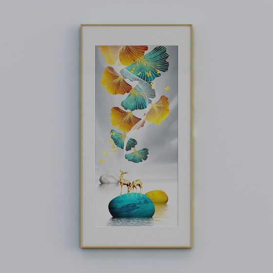 Gold Deer on Serene Lake 3D model