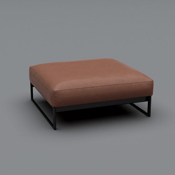 Stylish Square Leather Stool 3D model
