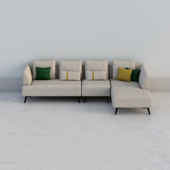 Stylish Modern Sofa 3D model for Contemporary Interiors