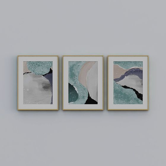 3D Model: Abstract Triptych Art Piece