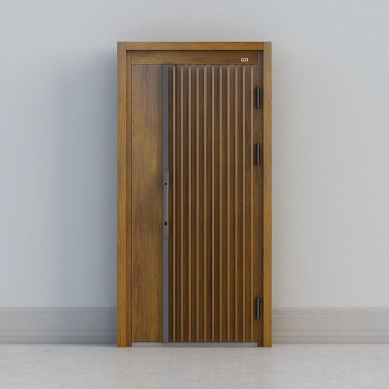 Realistic Wooden Louver Door 3D model